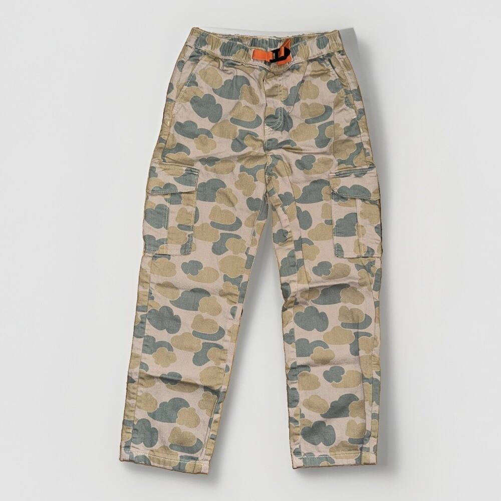 Hanna Anderson Boys Camo Cargo Pants Tan Green Size 8